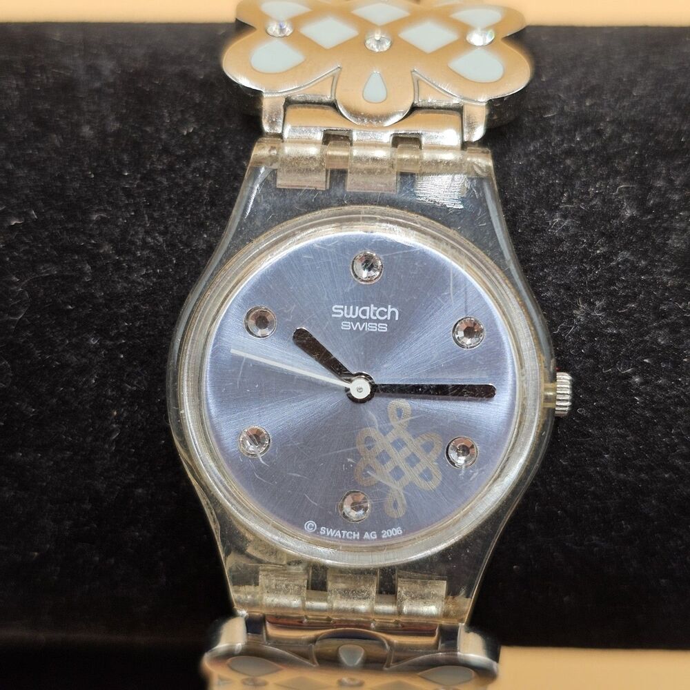 VTG Swatch AG 2006 Blue Face Eternal Knot Link Bracelet Swiss Made Ladies Watch